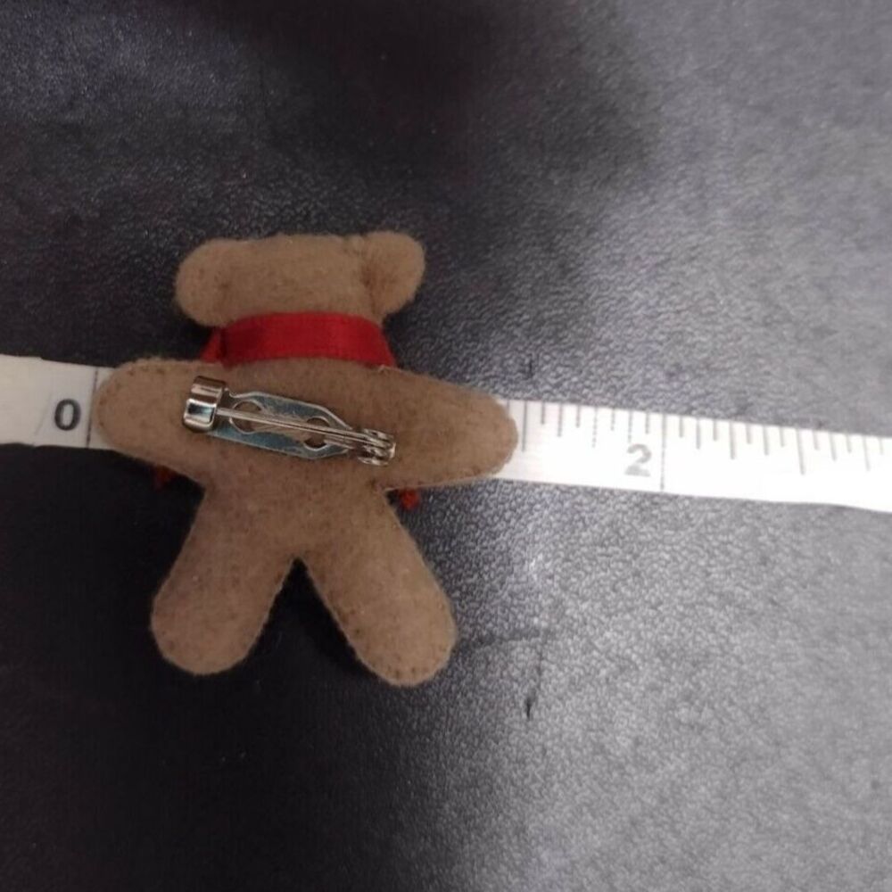 Small Stuffed Teddy Bear Brooch - image 3